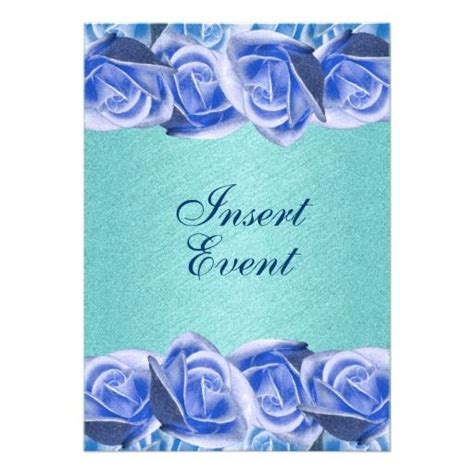 An Elegant Blue Rose Wedding Card With The Words Insert And Event