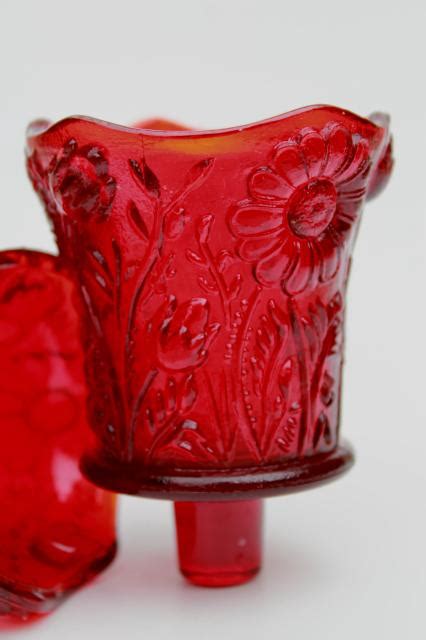 vintage ruby red glass candle cups, votive glasses for sconces or ...