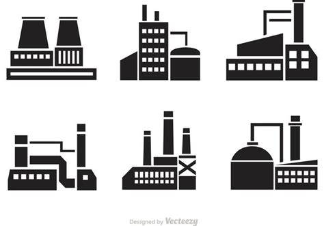 Vector Factory Silhouette Icons 90027 Vector Art at Vecteezy