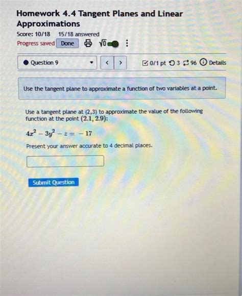 Solved Homework Tangent Planes And Linear Approximations Chegg