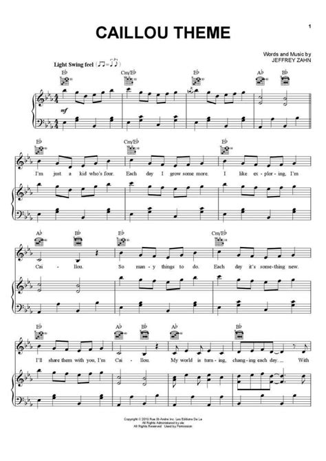 Caillou Theme Song Piano Sheet Music - Theme Image