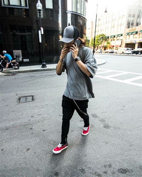 Pin By Oussama Meghezi On Hype Mens Fashion Streetwear Red Vans Outfit Sneakers Men Fashion