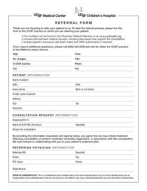 Ucsf Referral Form Fill And Sign Printable Template Online