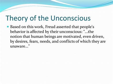 Ppt Sigmund Freuds Theory Of The Unconscious Powerpoint Presentation