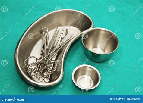 Set Of Surgical Instrument On Sterile Tray Stock Photo Image