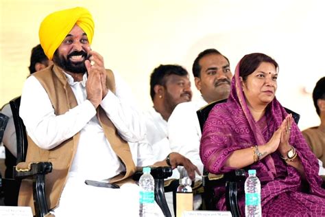 Punjab Chief Minister Bhagwant Mann During A Public Meeting