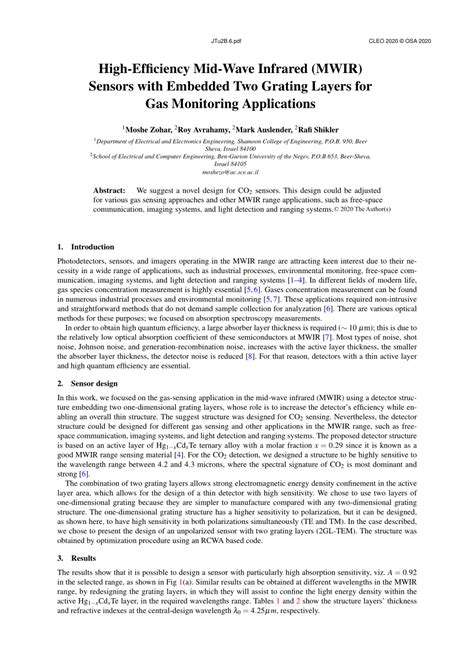 Pdf High Efficiency Mid Wave Infrared Mwir Sensors With Embedded