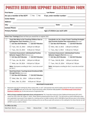 Fillable Online Flfcic Fmhi Usf POSITIVE BEHAVIOR SUPPORT REGISTRATION