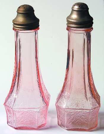 Floral Pink Shaker Set W Metal Lids By Jeannette Replacements Ltd