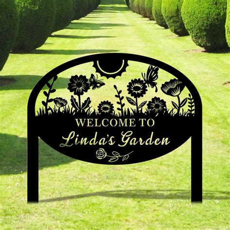 Personalized Metal Garden Sign With Stakes Garden Sign Personalized