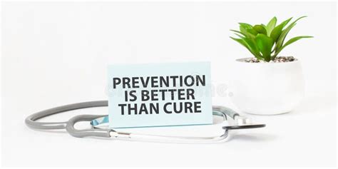 Prevention Is Better Than Cure Word On Notebook Stethoscope And Green Plant Stock Illustration