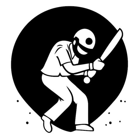 Joueur De Cricket Avec Une Batte Et Une Balle Illustration Vectorielle