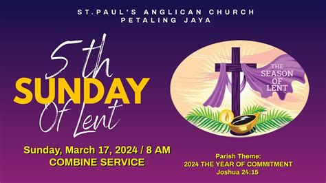 Holy Communion Service Fifth Sunday Of Lent March 17 2024 Youtube