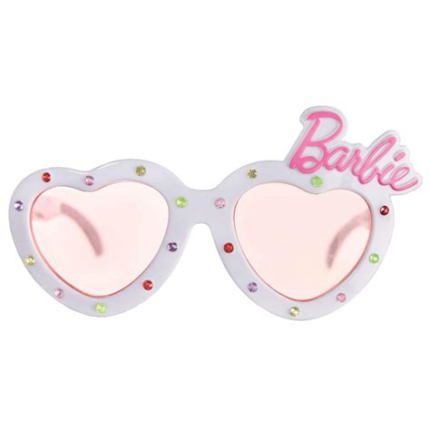 Mattel Barbie Heart Shaped Gemstone Sunglasses Pink White One Size Wearable Accessory For