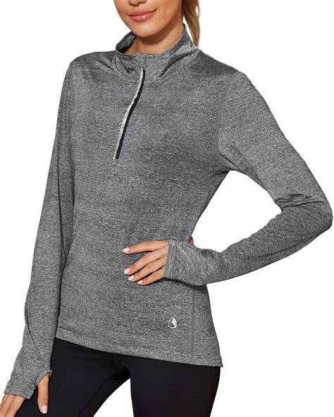 Icyzone Quarter Zip Running Tops Long Sleeve Shirts For Women