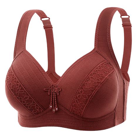 Taiaojing Women Push Up Padded Bra Sexy Lace Front Buckle Prints Underwear Wirefree Vest Lace