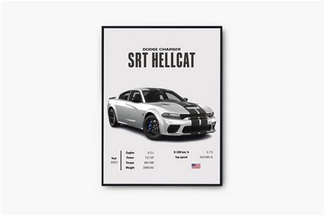 Dodge Charger Srt Hellcat Charger Poster Supercar Wall Art Inspire Uplift