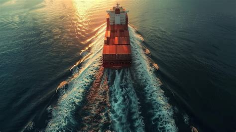 Container Ship At Sea Premium Ai Generated Image