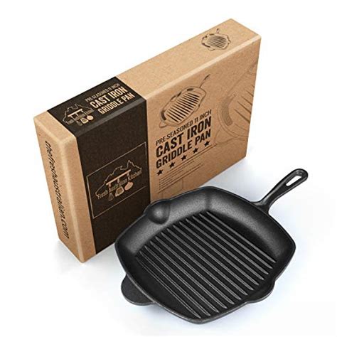 Pre Seasoned Cast Iron Grill Skillet Fry Pan 12 Inch 11 Inches Square