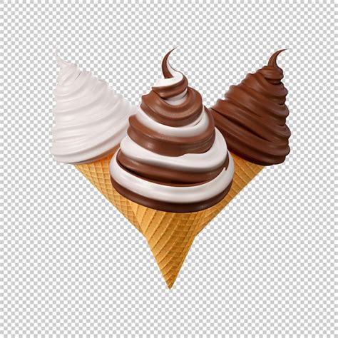 Premium Psd Soft Serve Ice Cream With Vanilla Chocolate Twist 3d