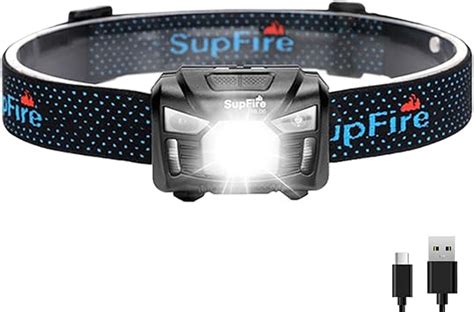 Superfire Hl06 Head Torch Rechargeable Sensor Headlamp Ultra Light