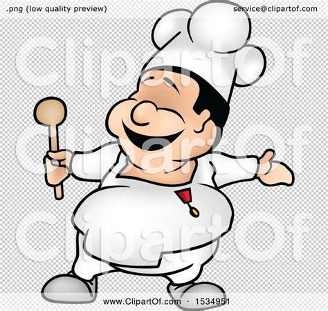 Clipart Of A Cartoon Male Chef Holding A Spoon Royalty Free Vector