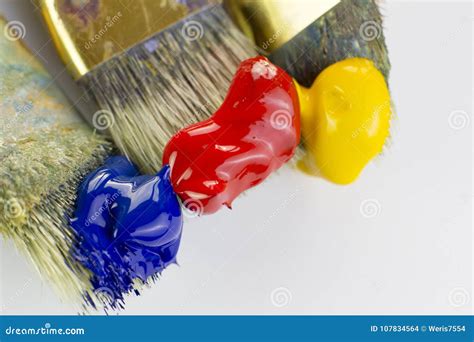 Paintbrush With Red Paint On White Background Stock Photo Image Of