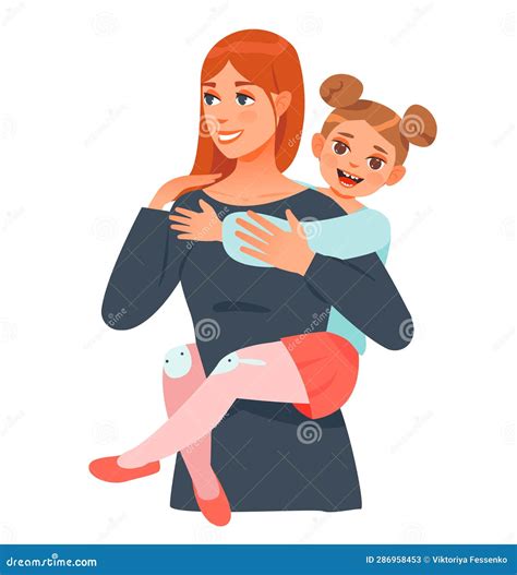 Mother and Daughter Hug. Happy Mom and Girl Child Embracing. Stock