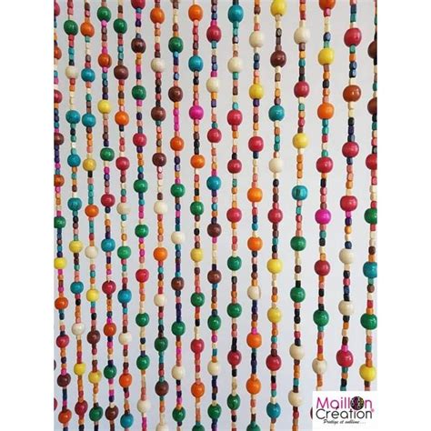 Rideau En Perle Bois Multicolore Boho Chic Maillon Cr Ation