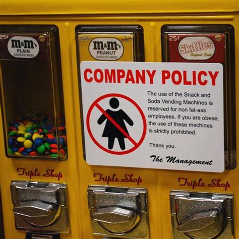 PRANK VENDING MACHINE SIGN - "Company Policy" - funny! | eBay