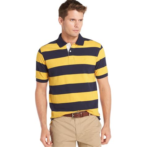 Lyst Izod Short Sleeve Stripe Pique Polo Shirt In Blue For Men