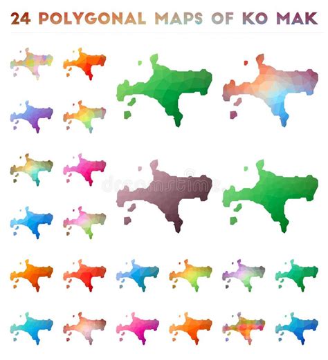 Set Of Vector Polygonal Maps Of Ko Mak Stock Vector Illustration Of