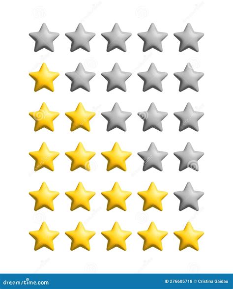 Five Stars Rating 3d Realistic Icon Bar Vector Illustration Stock