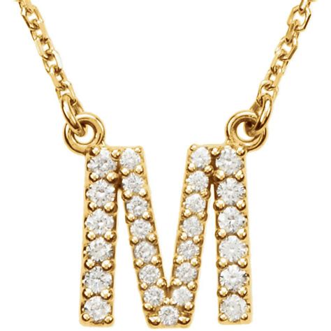 14k Gold 1/5 CTW Diamond Alphabet Initial Letter M Necklace – Bengjo