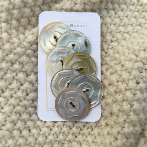 Papercraft U D Buttons Mother Of Pearl Button Antique Carved Mop