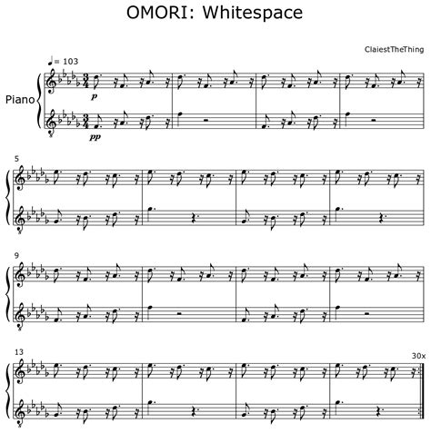 Omori Whitespace Sheet Music For Piano