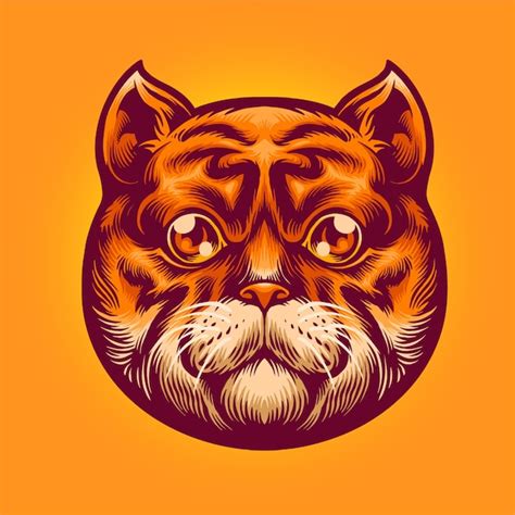 Linda Ilustraci N De Cabeza De Gato Vector Premium