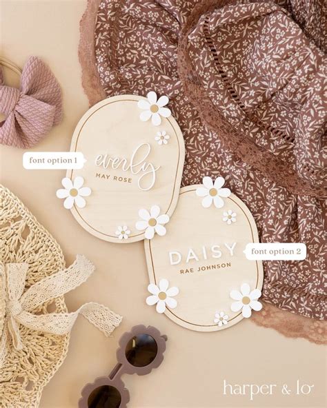 Wooden Daisy Flower Milestone Cards Custom Name Milestone Set Boho