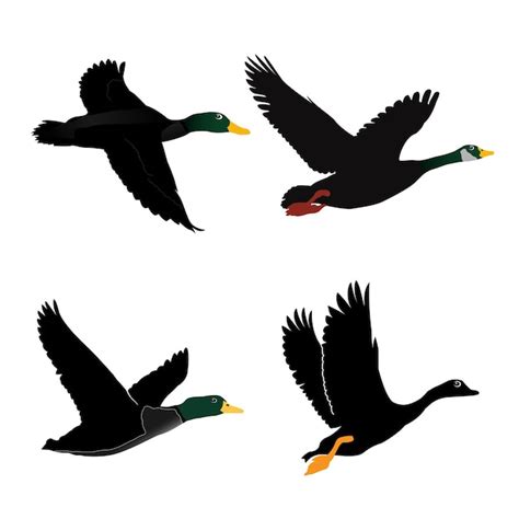 Una Bandada De Patos Est Volando En El Cielo Vector Premium