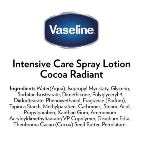 Vaseline Intensive Care Spray Moisturizer Cocoa Radiant For Dry Skin Made W 100 Pure Cocoa