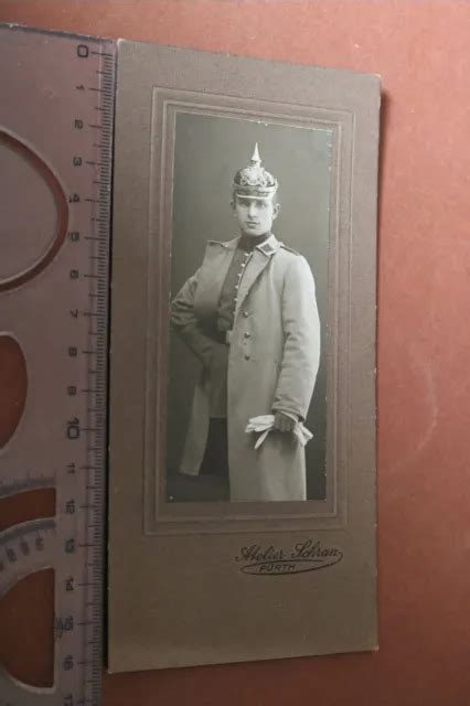 Tolles Altes Kabinettfoto Portrait Eines Soldaten Mit Pickelhaube