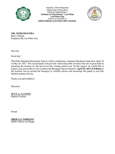 Brgy Letter Pdf