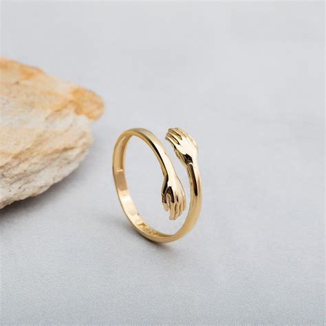 K Solid Gold Minimalist Ring K Gold Umarmung Ring Etsy De