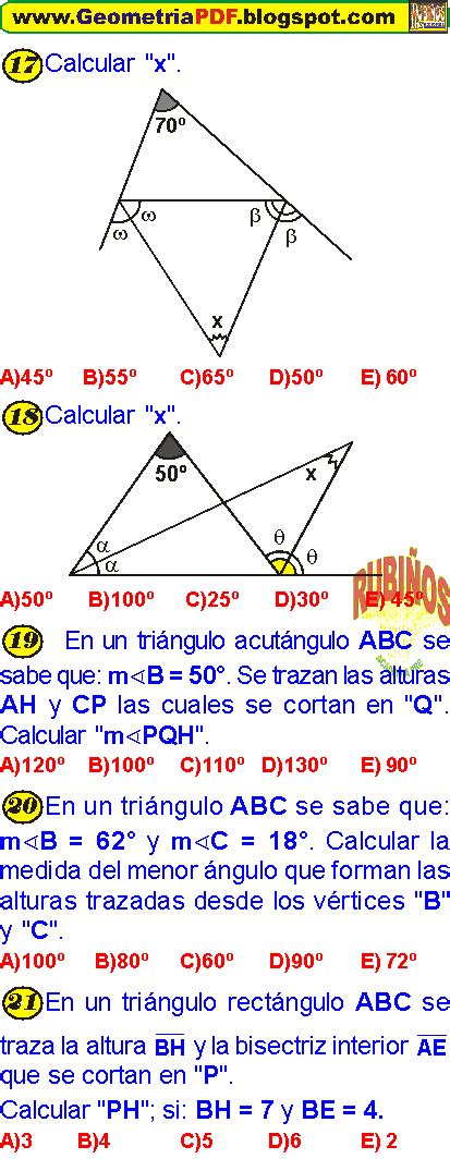 Las L Neas Notables En Un Tri Ngulo Ejercicios Resueltos Pdf Tipos De