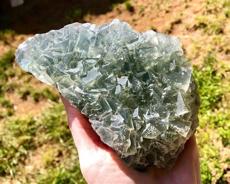 G Double Sided Green Fluorite Crystal Cluster Mineral Display Specimen