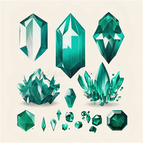 Set Of Realistic Emeralds Collection Of Gems Vector Illustration