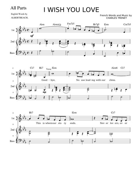 I Wish You Love Sheet Music For Accordion Piano Trio