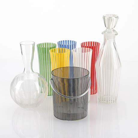 BENGT ORUP Glasservis 8 Dlr Bl A Stripe Och Strikt Johansfors