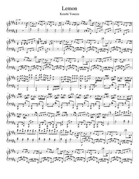 Lemon Sheet Music For Piano Solo