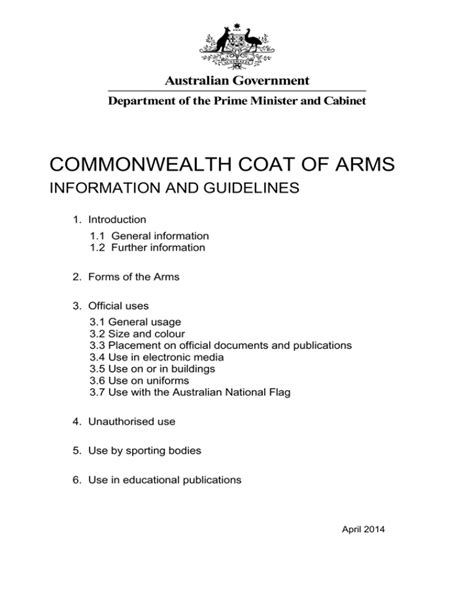 Commonwealth Coat of Arms Information and Guidelines